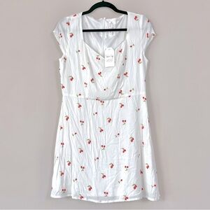 Sadie & Sage White Cherry Print Mini Dress Large